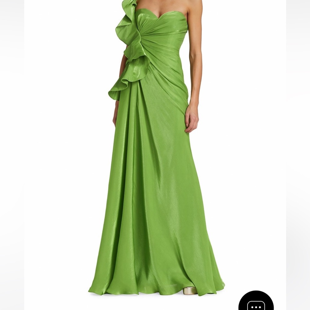 Badgley Mischka Botanical Leaf One Shoulder Gown